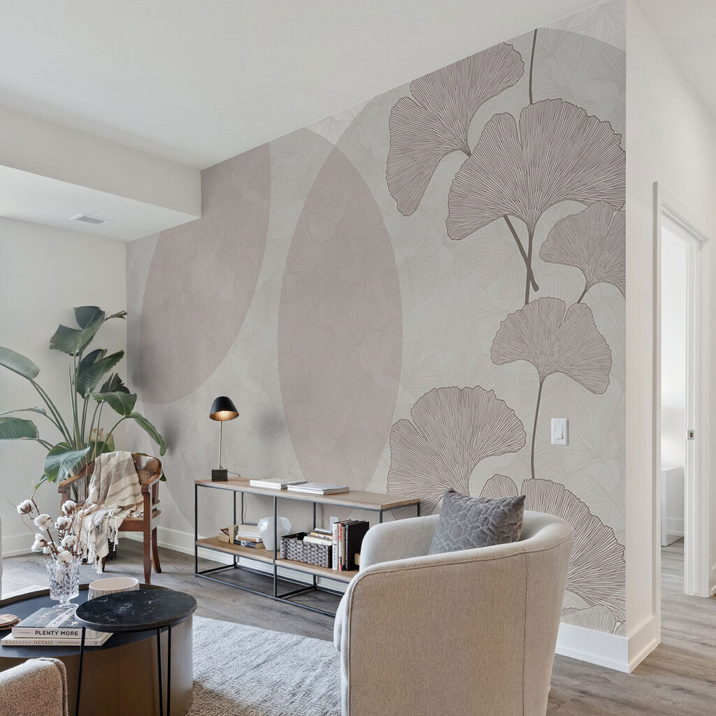 Ginkgobladeren over bleke cirkels — interieur 2