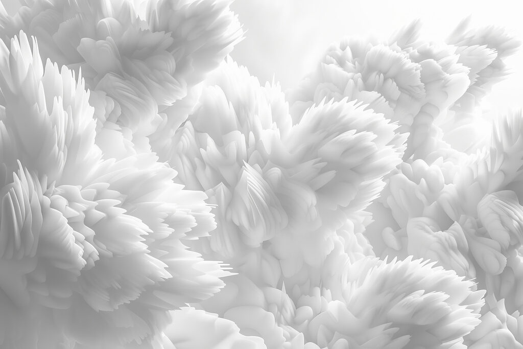 Witte bloemen, puntige lagen — volledig ontwerp