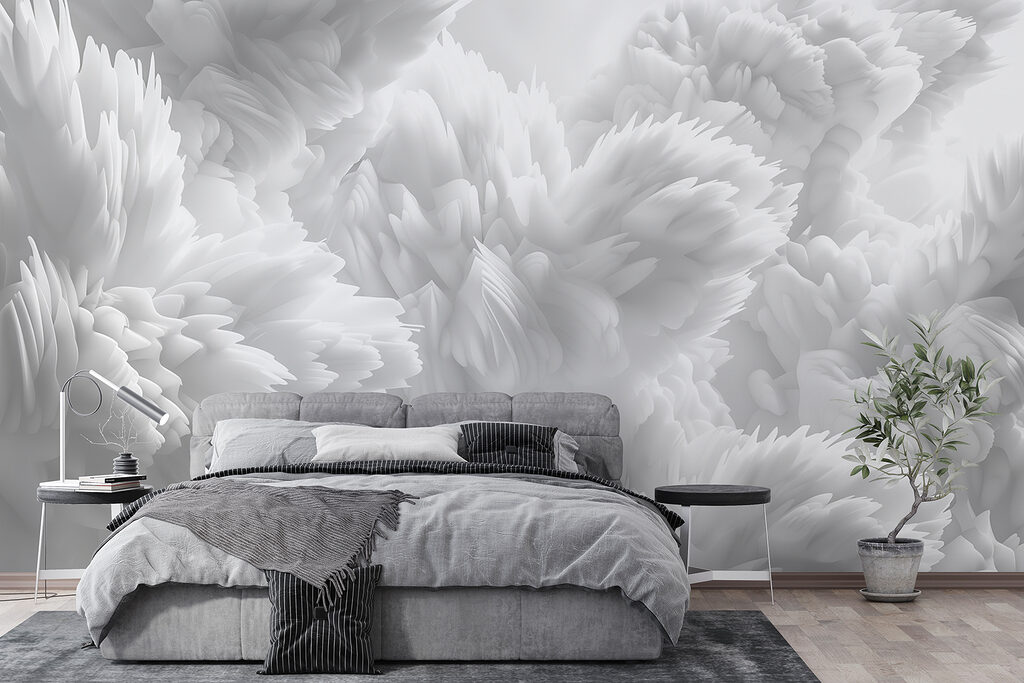 Witte bloemen, puntige lagen — interieur 1