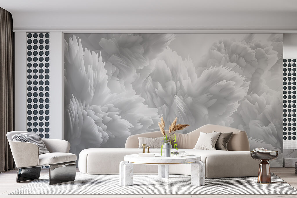 Witte bloemen, puntige lagen — interieur 2
