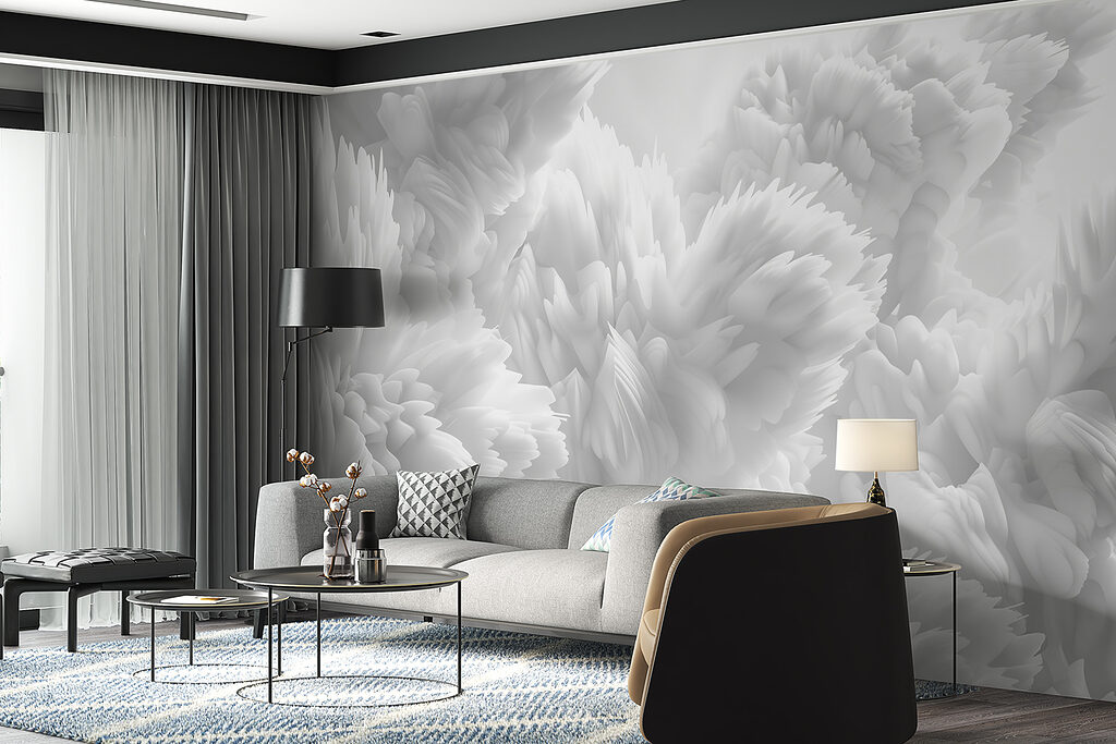 Witte bloemen, puntige lagen — interieur 3