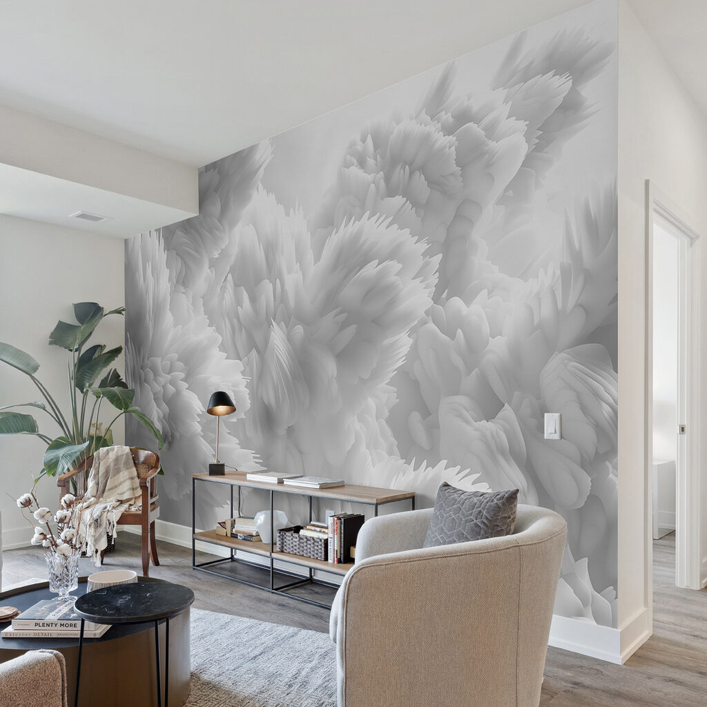 Witte bloemen, puntige lagen — interieur 4