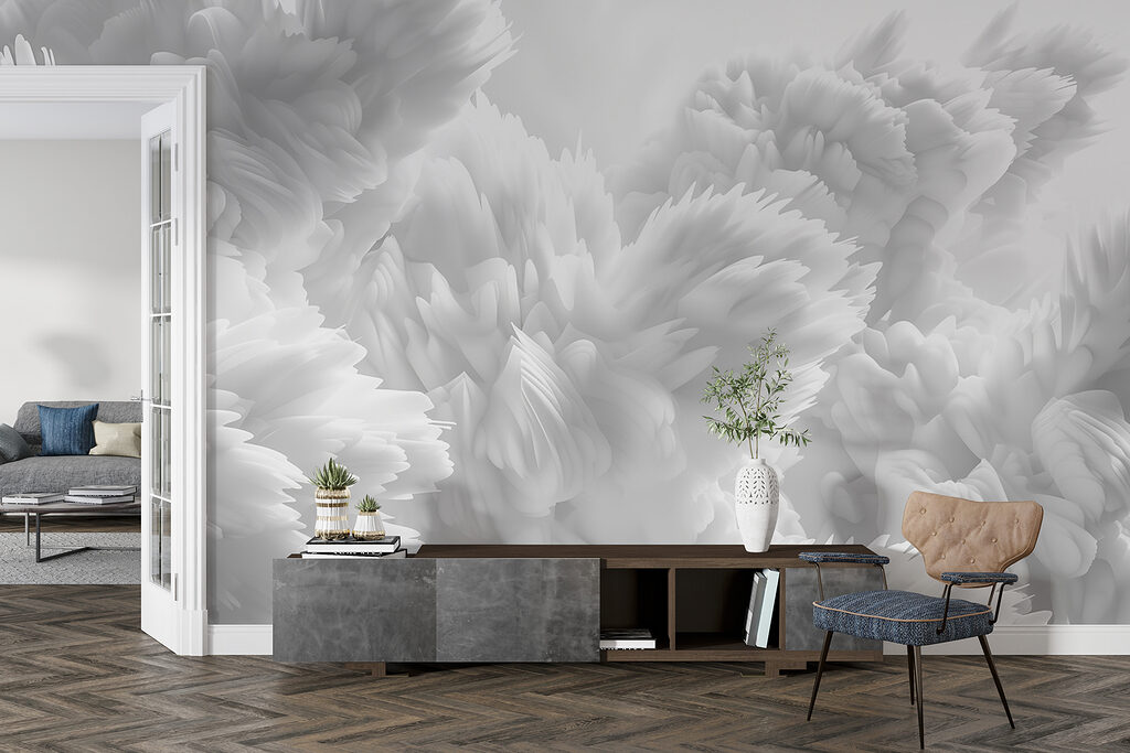 Witte bloemen, puntige lagen — interieur 5