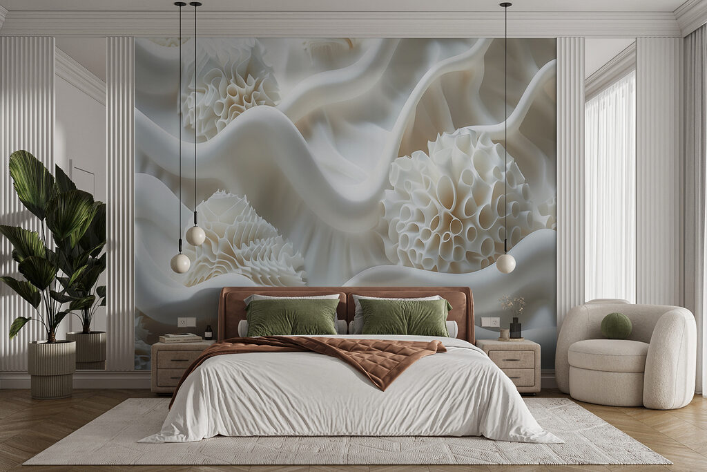 Roomwitte ribbels rond bloemkernen — interieur 2