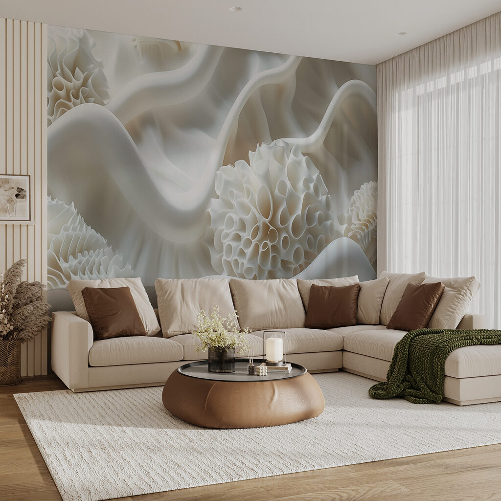 Roomwitte ribbels rond bloemkernen — interieur 4