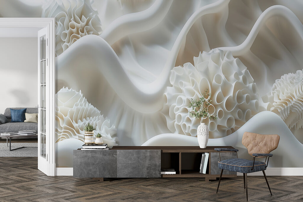 Roomwitte ribbels rond bloemkernen — interieur 5