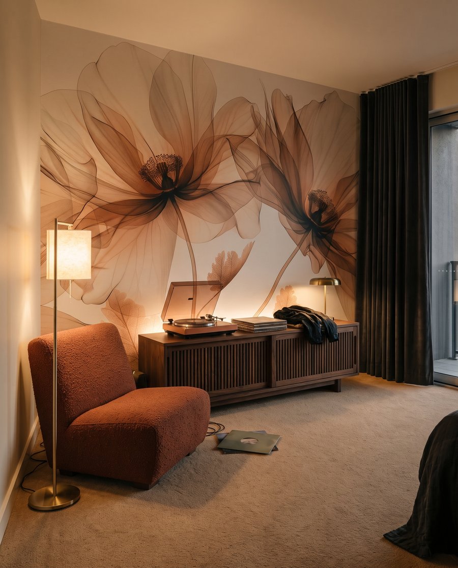 Transparante bloemen in zandtinten — interieur 4