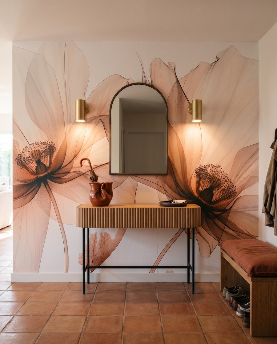 Transparante bloemen in zandtinten — interieur 5