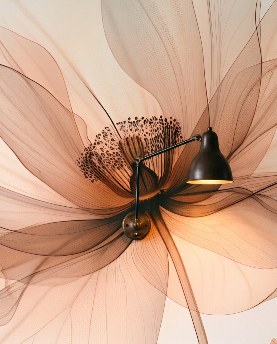 Transparante bloemen in zandtinten — detail