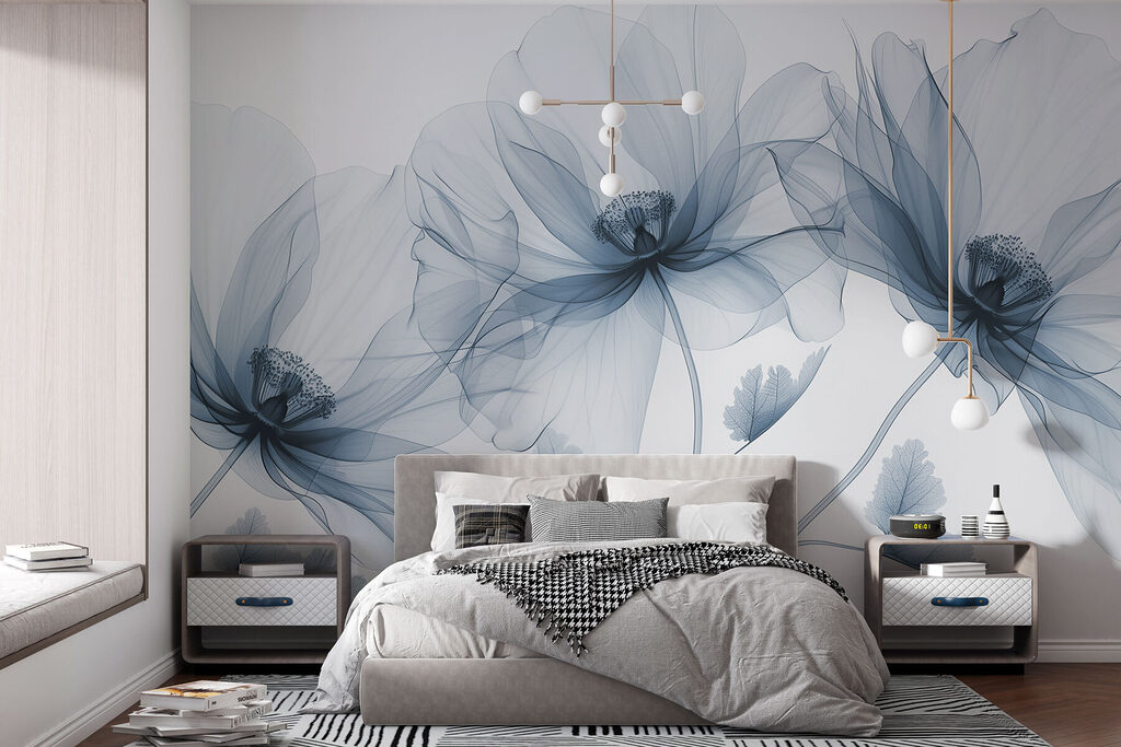 Drie bloemen vangen licht — interieur 3