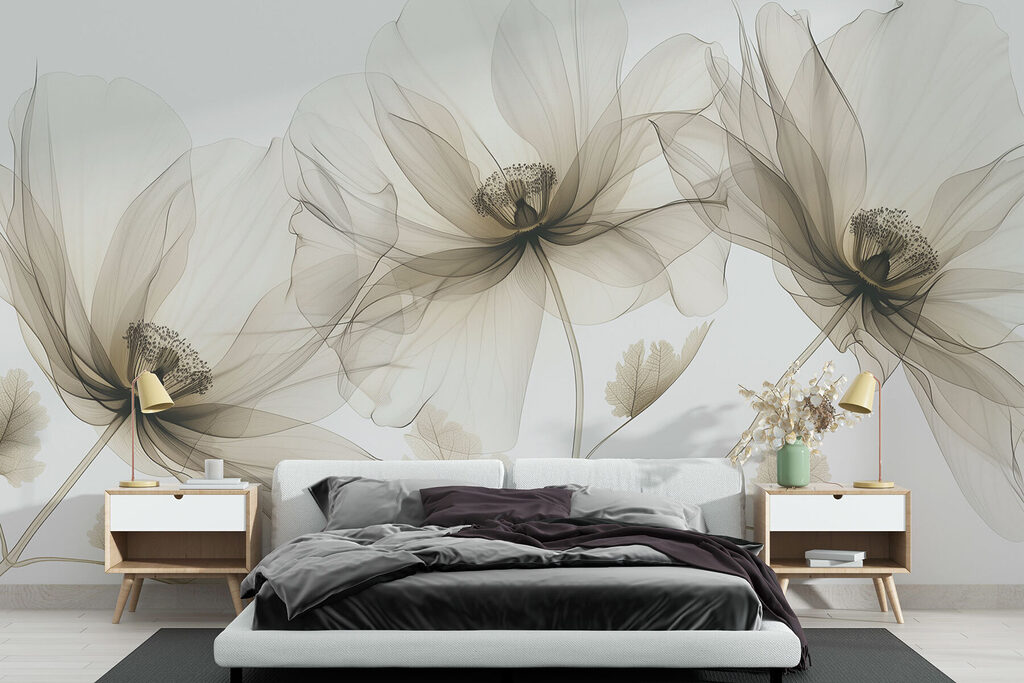 Drie bloemen vangen licht — interieur 2