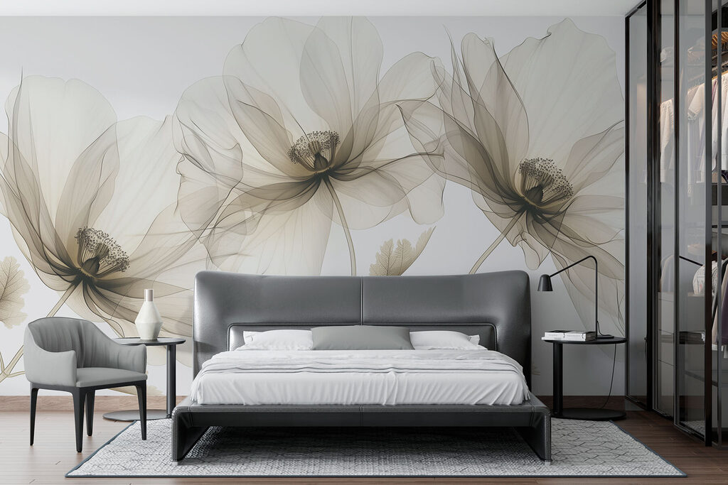 Drie bloemen vangen licht — interieur 3