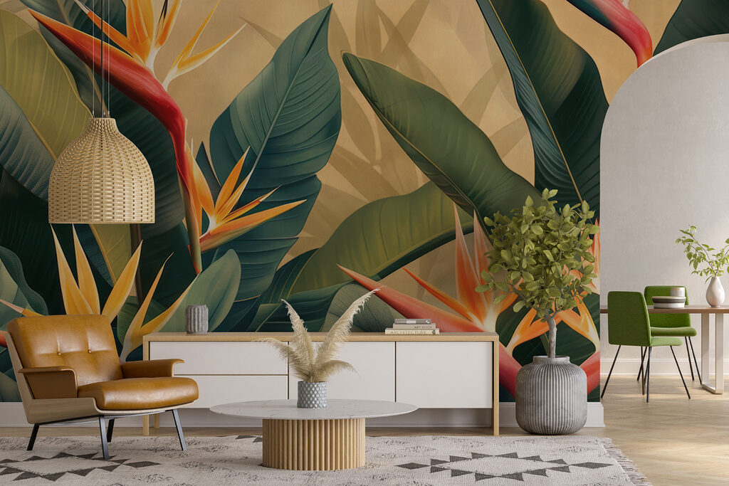 Tropische bloemen tegen een zachte achtergrond — interieur 2