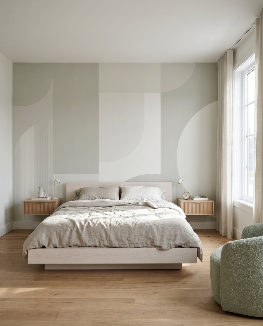 Ronde geometrie in bleekgroen — interieur 2