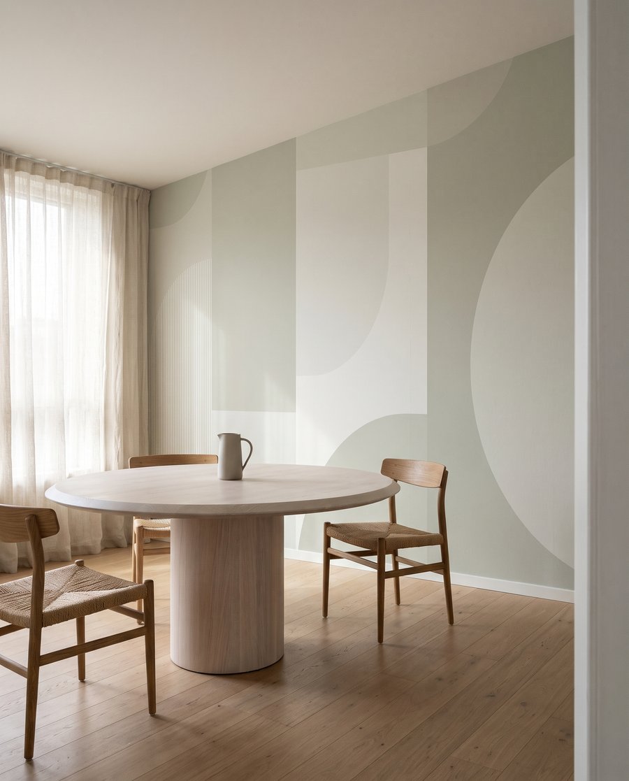 Ronde geometrie in bleekgroen — interieur 5