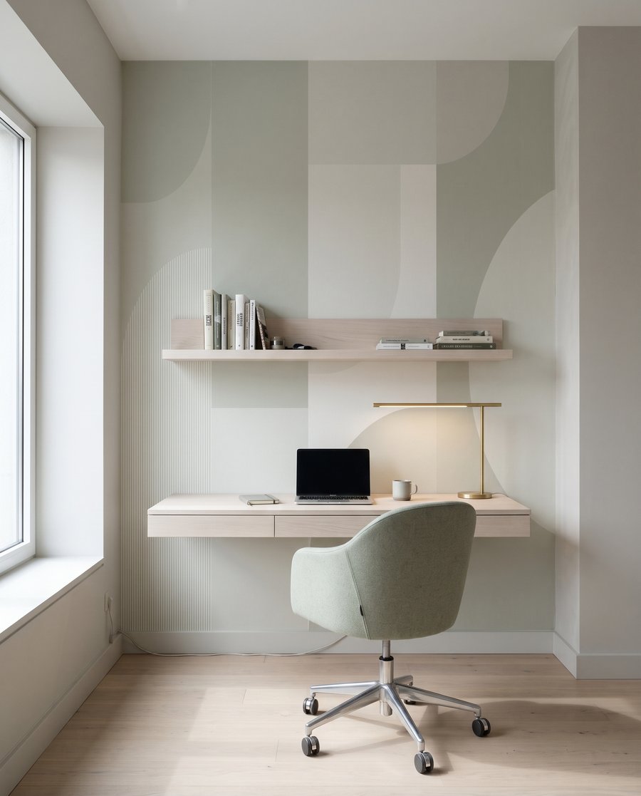 Ronde geometrie in bleekgroen — interieur 6