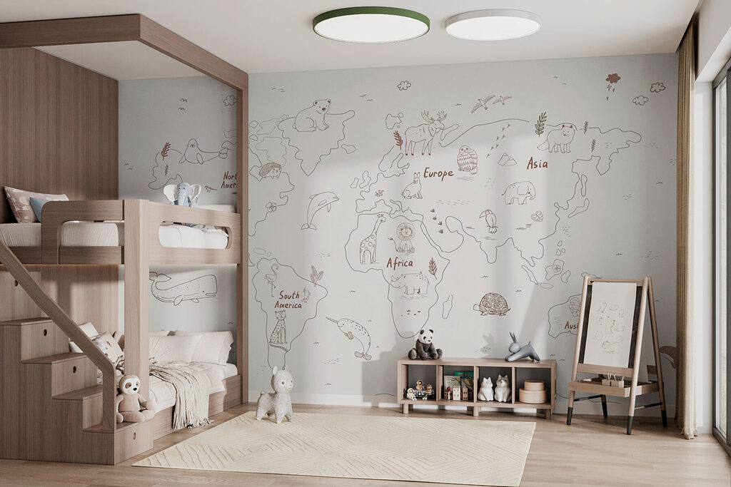 Wereldkaart met dieren — interieur 2