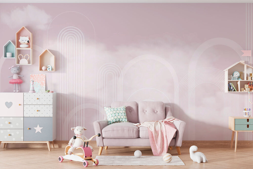 Witte lijnen op een roze achtergrond — interieur 2