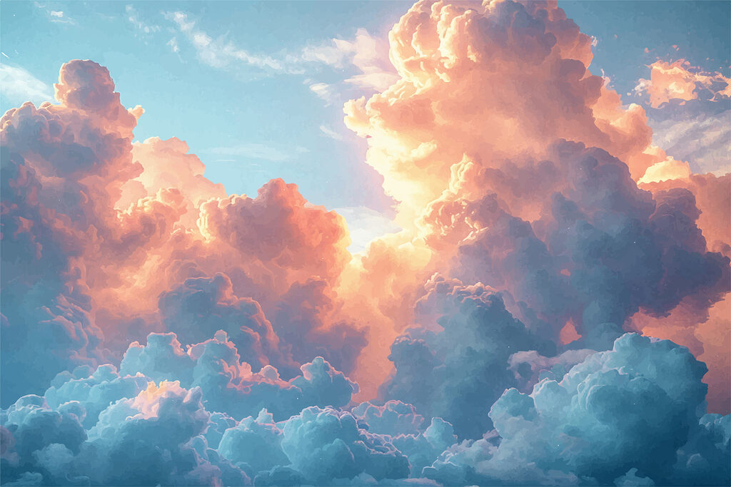 Blauwe lucht met wolken — volledig ontwerp