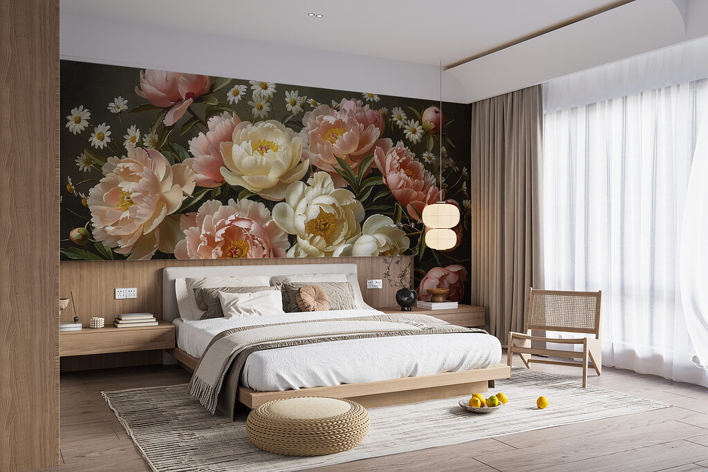 Pioenen en madeliefjes samen — interieur 2