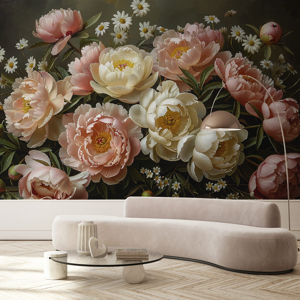 Pioenen en madeliefjes samen — interieur 1