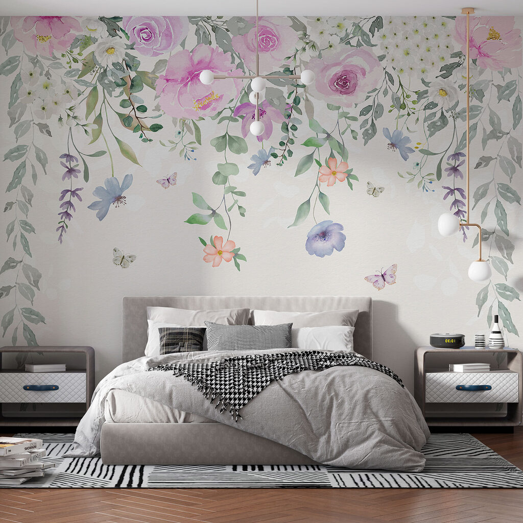 Pastelrozen met hangende ranken — interieur 2