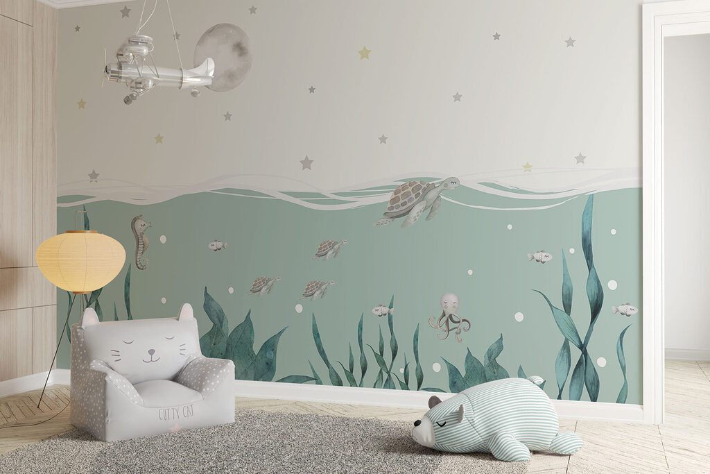 Zeewier en zeepaardjes onder water — interieur 2