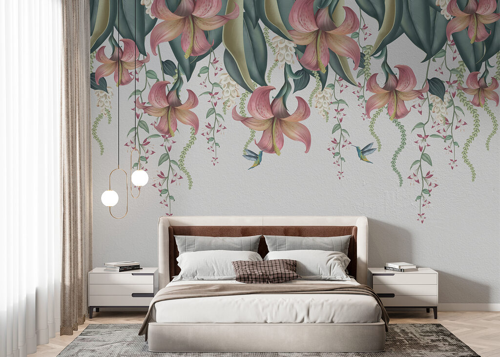 Bloemen hangen in bladlagen — interieur 2