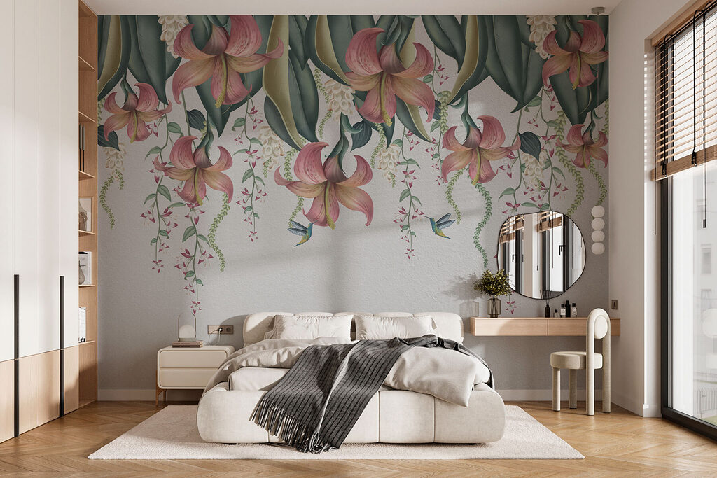 Bloemen hangen in bladlagen — interieur 3