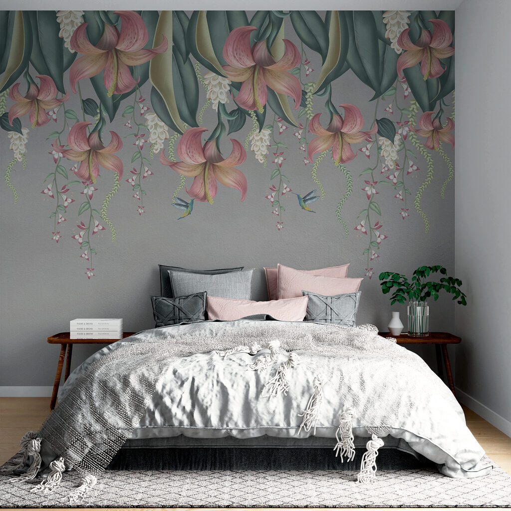 Bloemen hangen in bladlagen — interieur 1