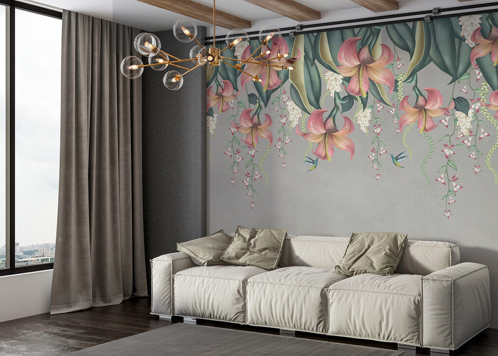 Bloemen hangen in bladlagen — interieur 2