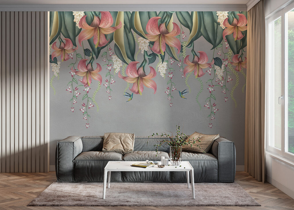 Bloemen hangen in bladlagen — interieur 3
