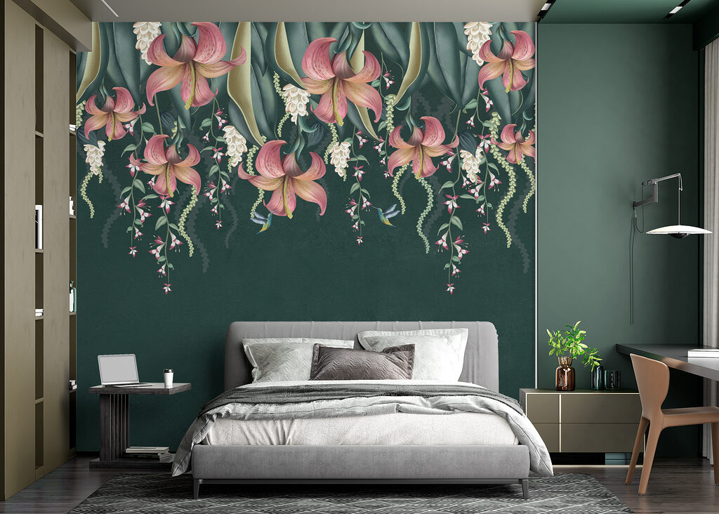 Bloemen hangen in bladlagen — interieur 2