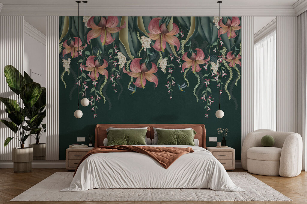 Bloemen hangen in bladlagen — interieur 3