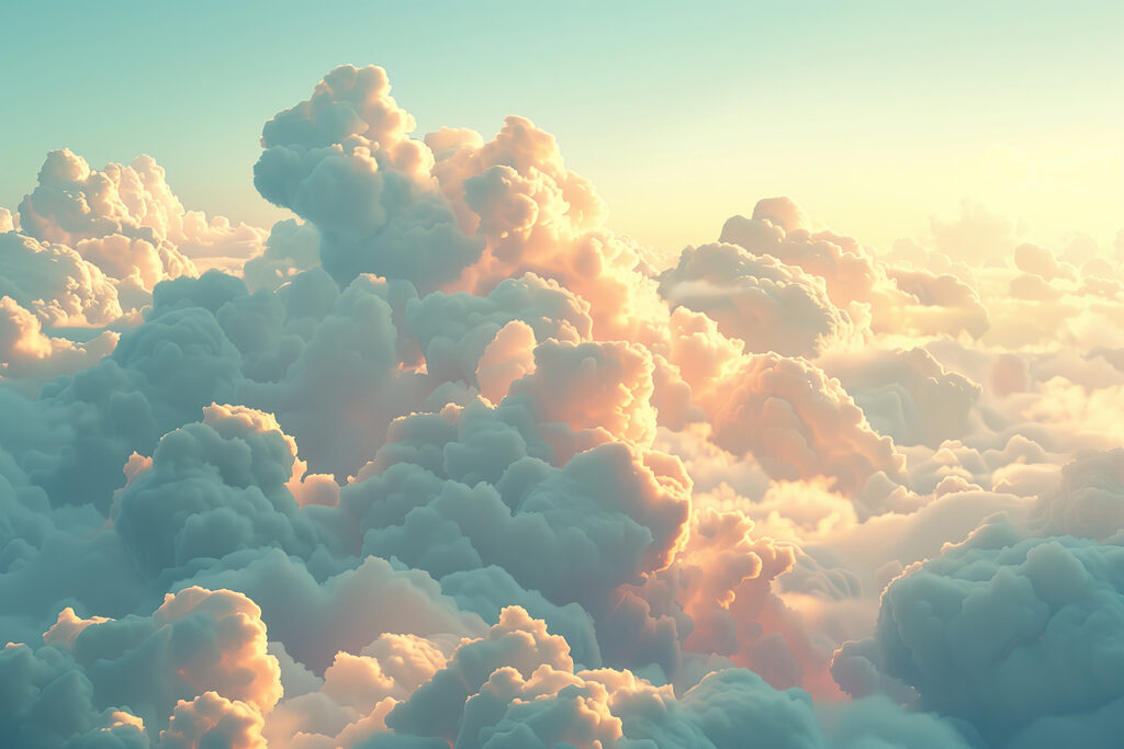 Turquoise wolken vangen avondgloed — volledig ontwerp