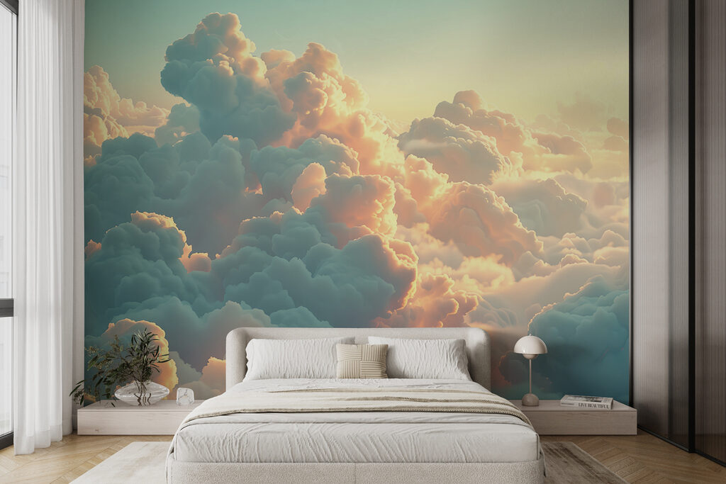 Turquoise wolken vangen avondgloed — interieur 1