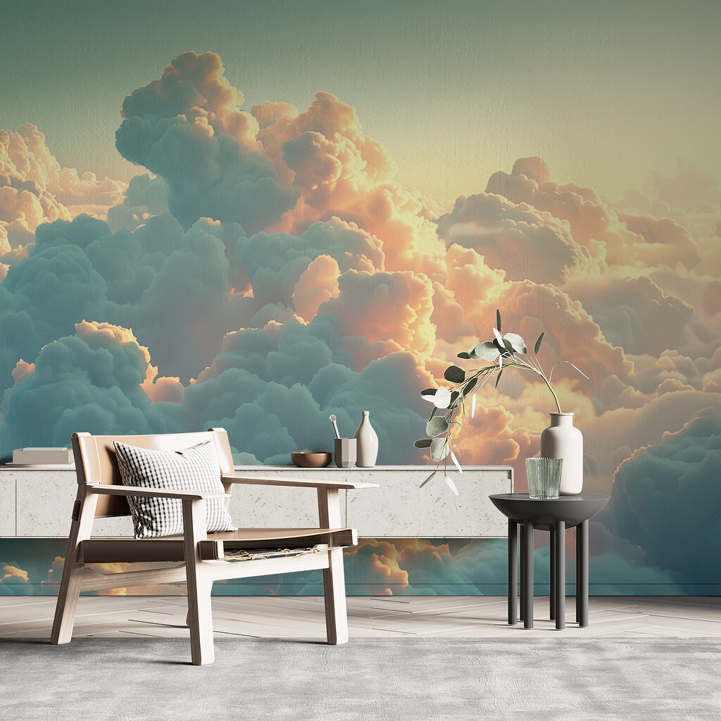 Turquoise wolken vangen avondgloed — interieur 3