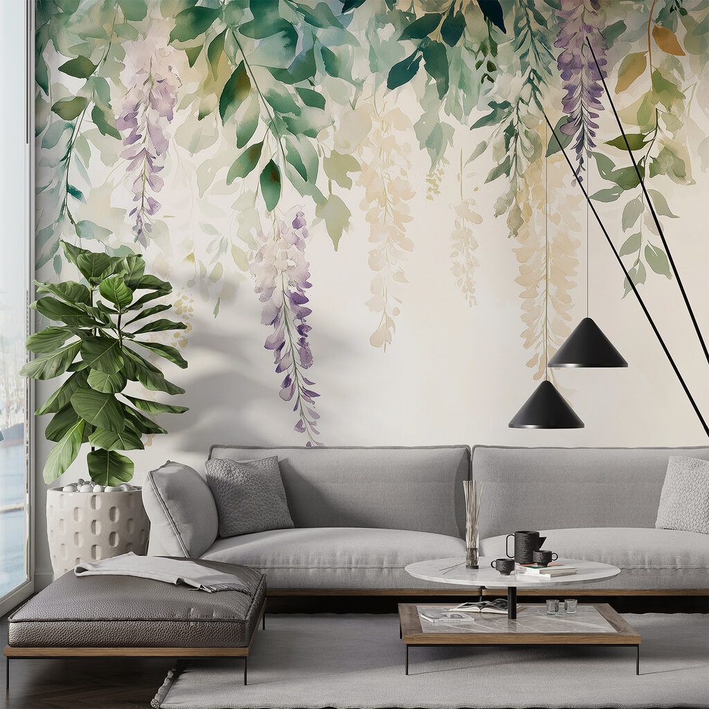 Hangende bloesem met lilatrossen — interieur 3