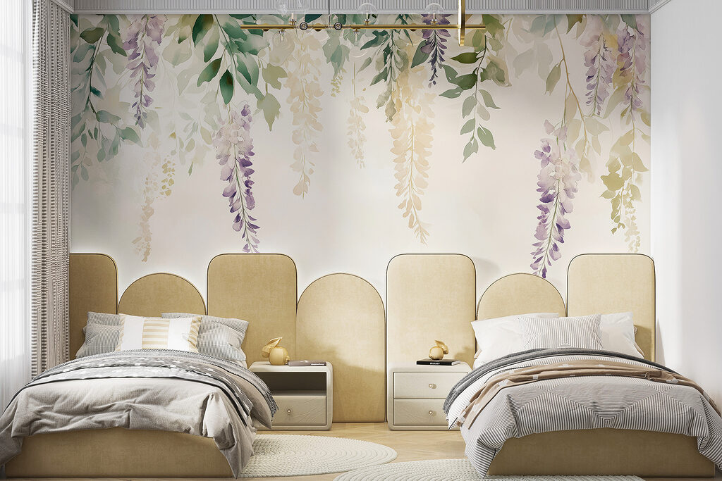 Hangende bloesem met lilatrossen — interieur 4
