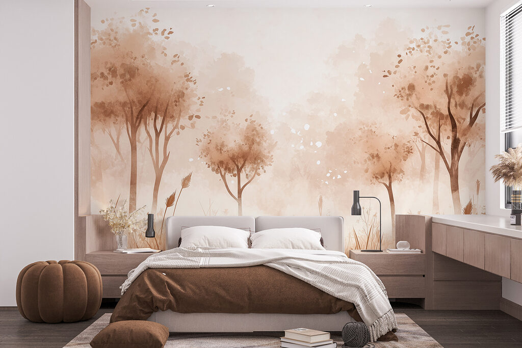 Slanke bomen in zandnevel — interieur 1