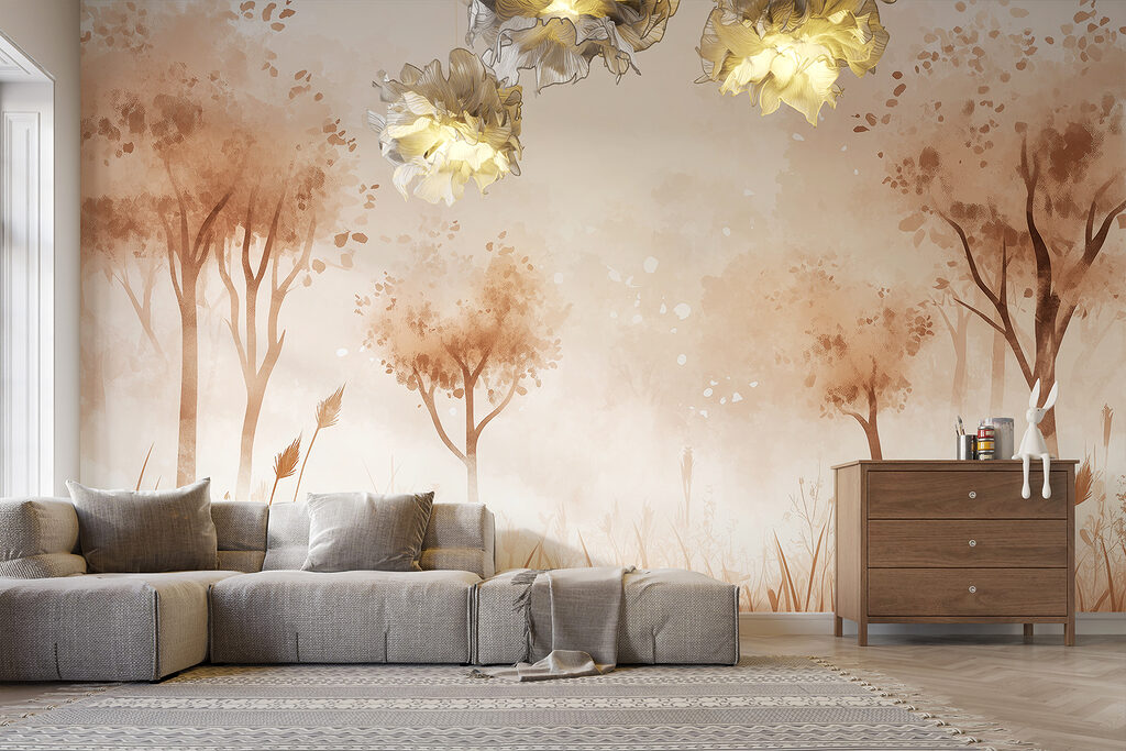 Slanke bomen in zandnevel — interieur 2