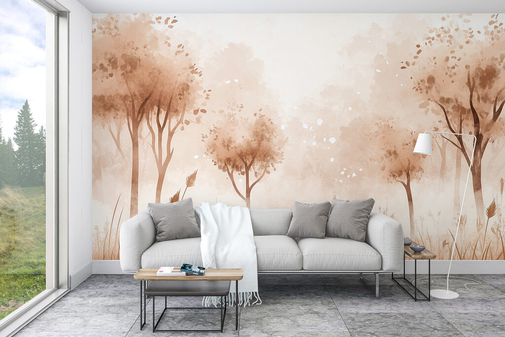 Slanke bomen in zandnevel — interieur 3