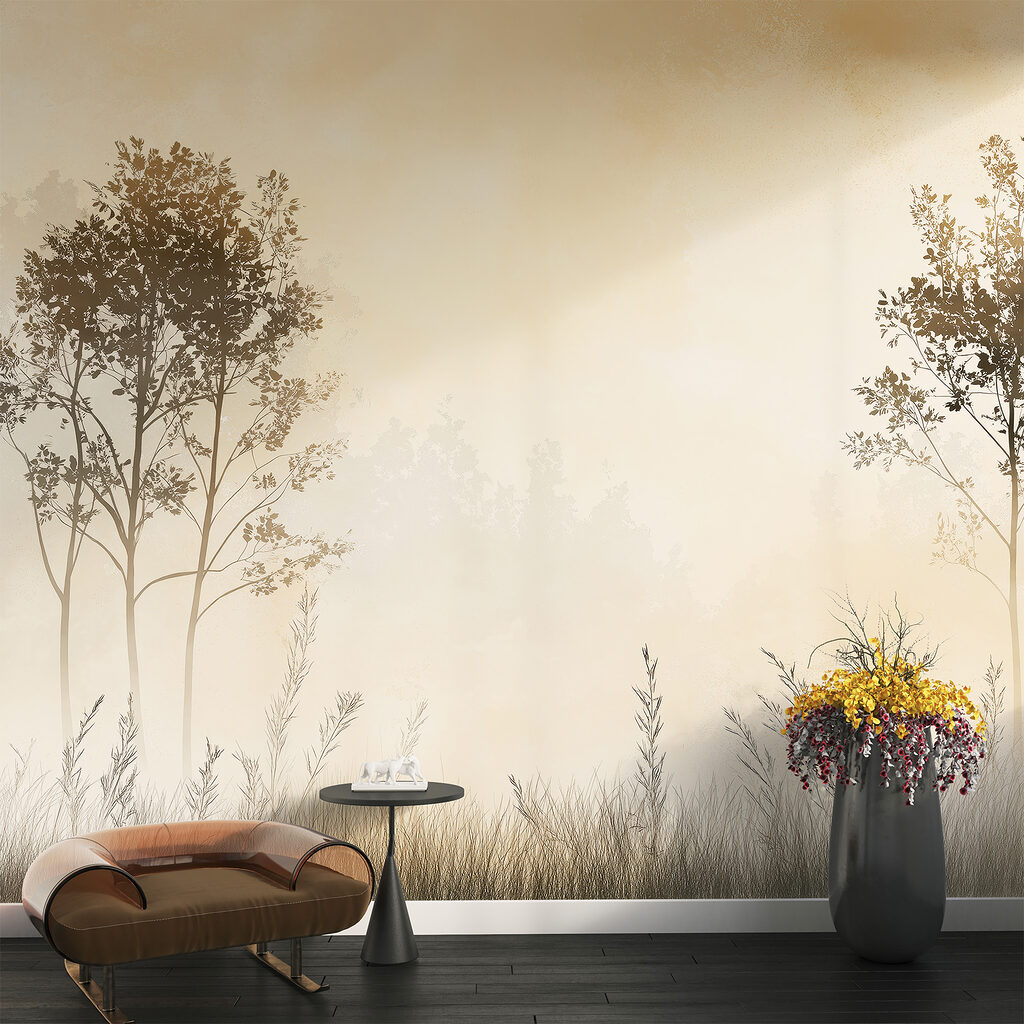 Twee bomen boven grassen — interieur 2