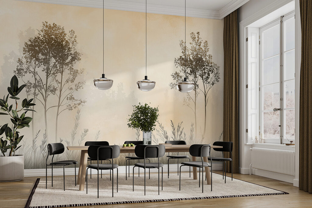 Twee bomen boven grassen — interieur 3