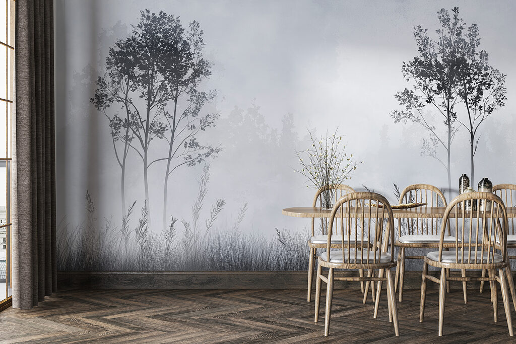 Twee boompjes boven gras — interieur 4