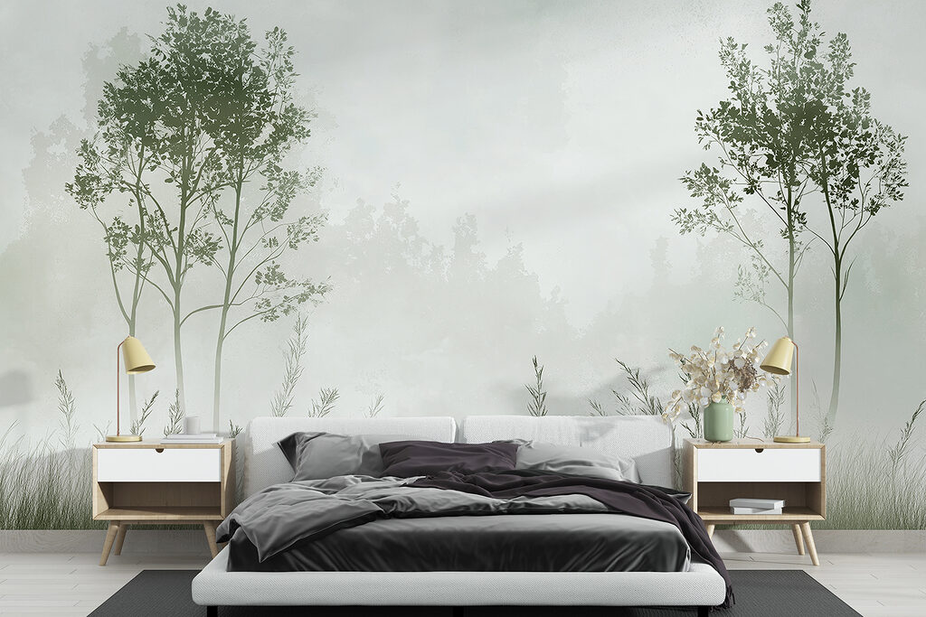 Twee boompjes boven gras — interieur 1