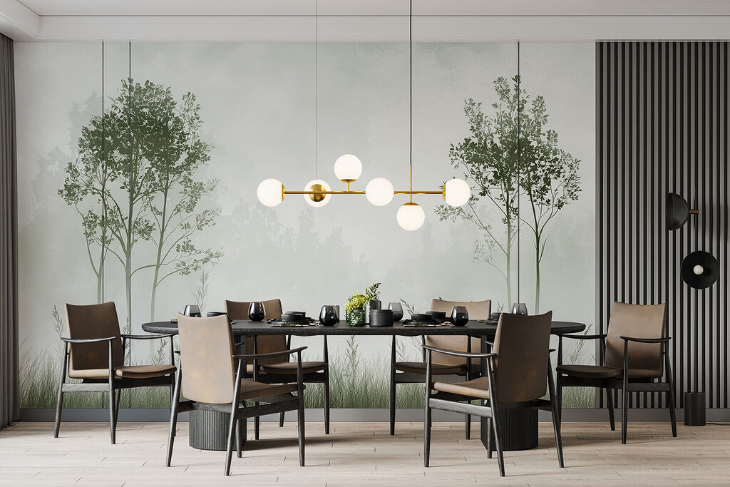 Twee boompjes boven gras — interieur 2