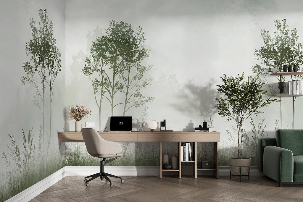 Twee boompjes boven gras — interieur 4