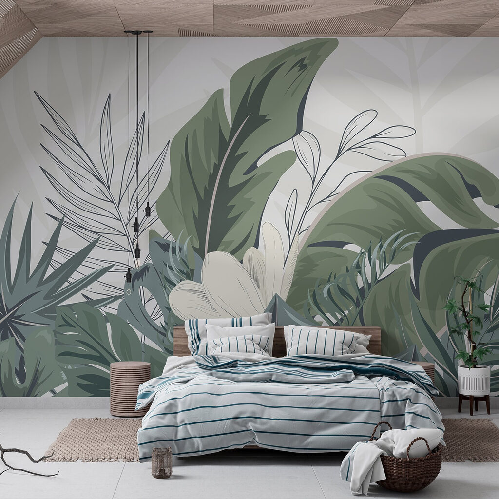 Groene bladeren, witte bloem — interieur 2