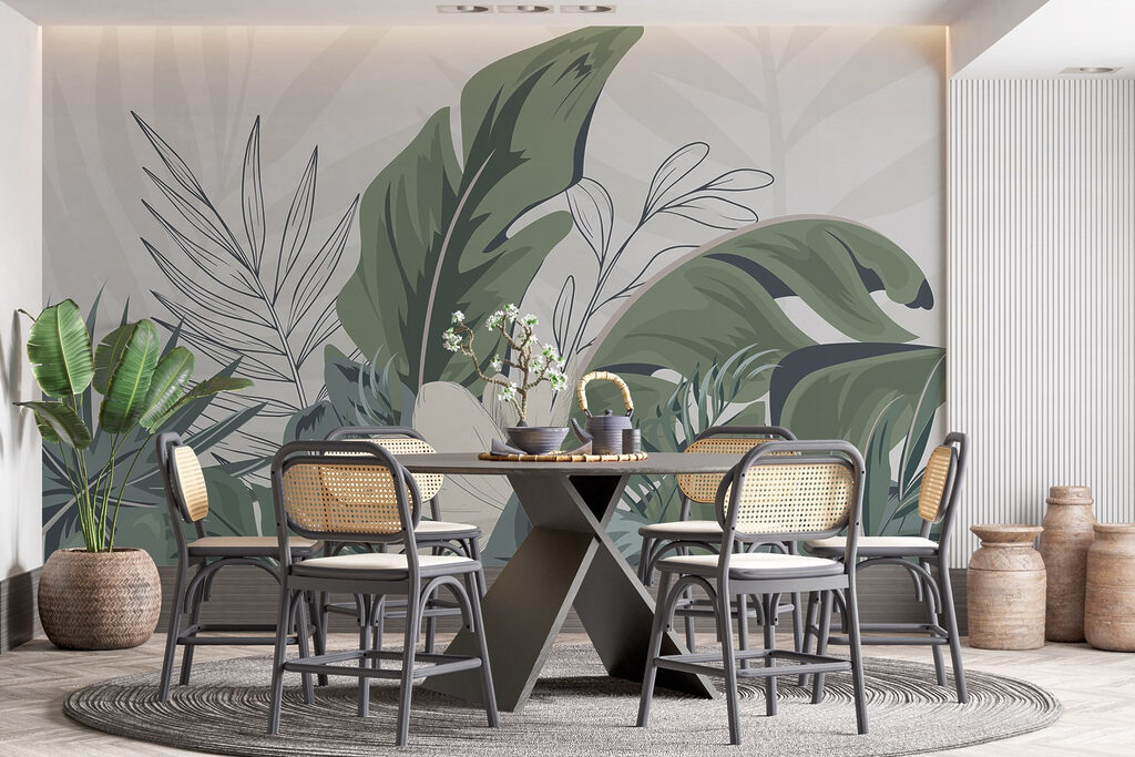 Groene bladeren, witte bloem — interieur 4